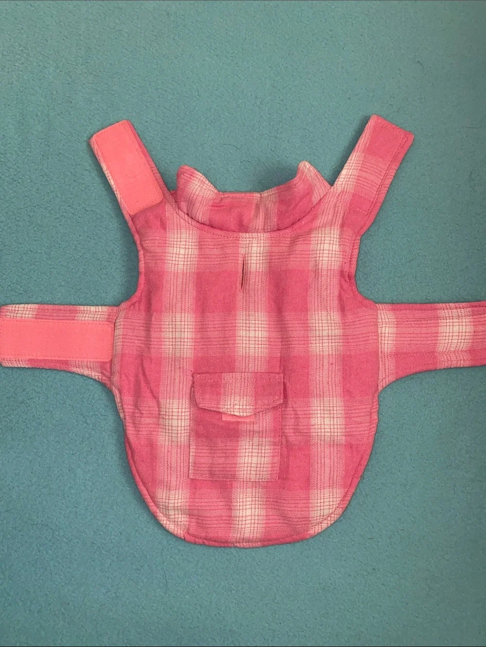 REVERSIBLE DOG COAT Vest harness pink plaid waterproof secure straps NEW size S